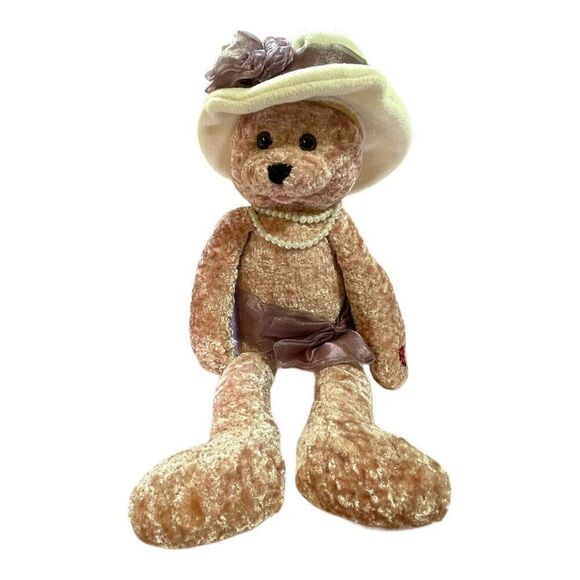PBC Chantilly Lane Bear ROSE Bear w/ Pearls Necklace Sings Love, As Is READ - Picture 1 of 6